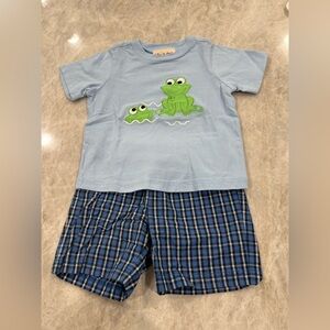 Boys Short Set Appliqué with Frogs Size 12 Months